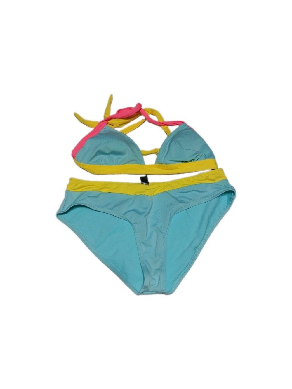 Hurley Women’s 2 Piece Bikini Swimsuit Set Size XL Green Pink Yellow